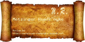 Metzinger Reményke névjegykártya